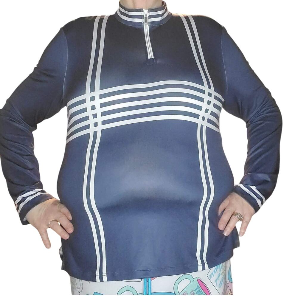 Acegolfs “Not So Classic” 1/4 Zip Navy White Pullover Polo NWOT Preppy Golfcore